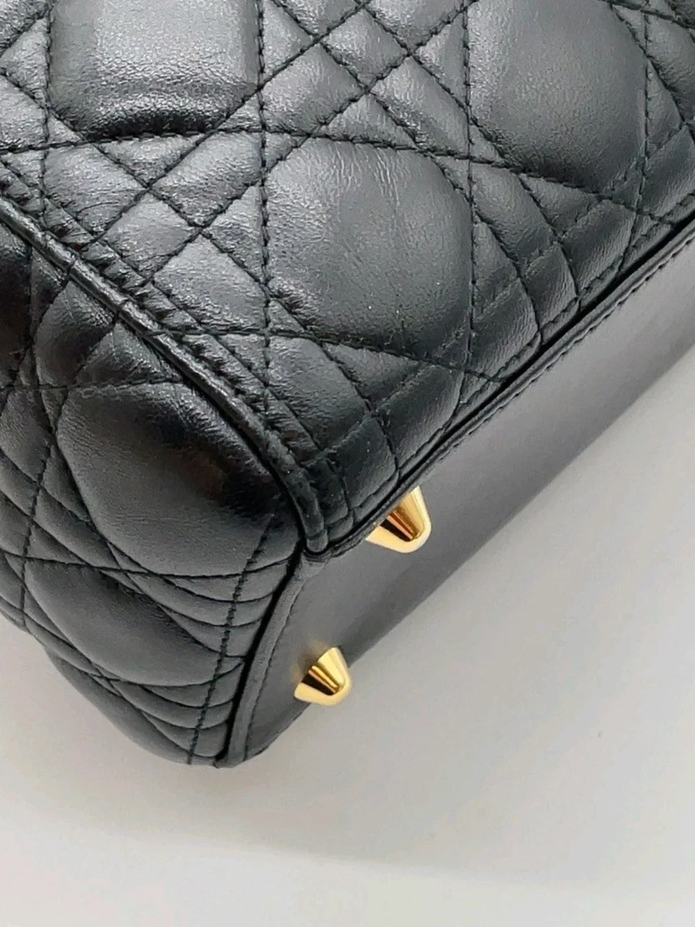 Dior Black Quilted Leather Lady Dior Top-Handle Bag